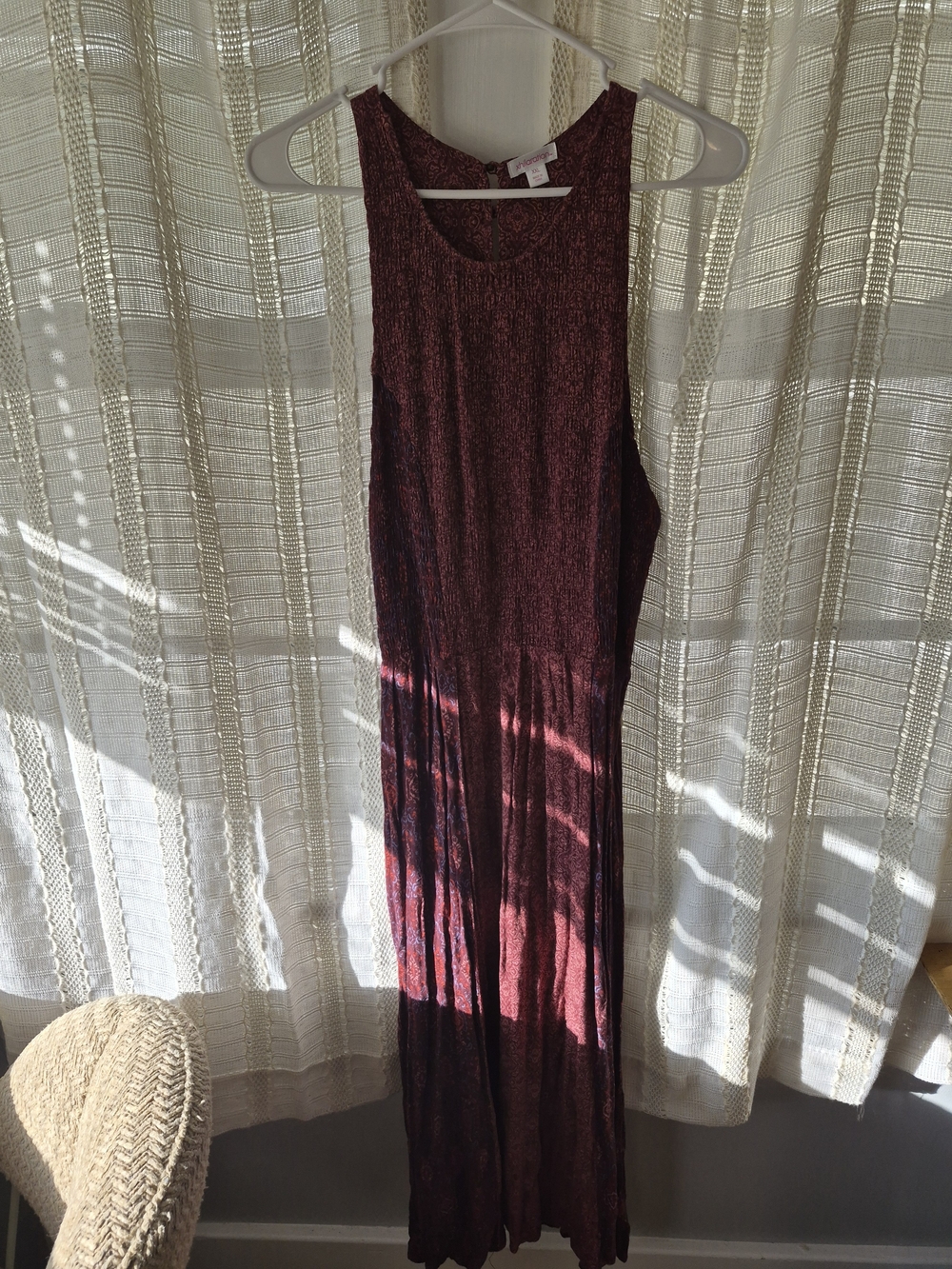 Xhilaration Sleeveless Smocked Maxi Dress in Burgundy XXL